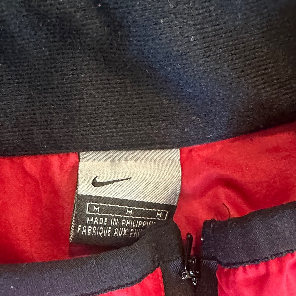 Nike Women's Bright Red Half-Zip Windbreaker with Black Trim - Picture 2 of 3